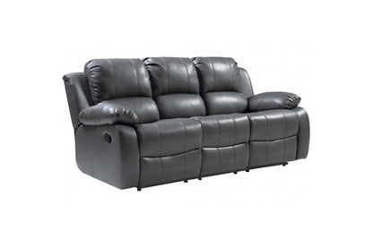 Valencia Grey Leather Manual Recliner 3+3 Seater Sofa Set