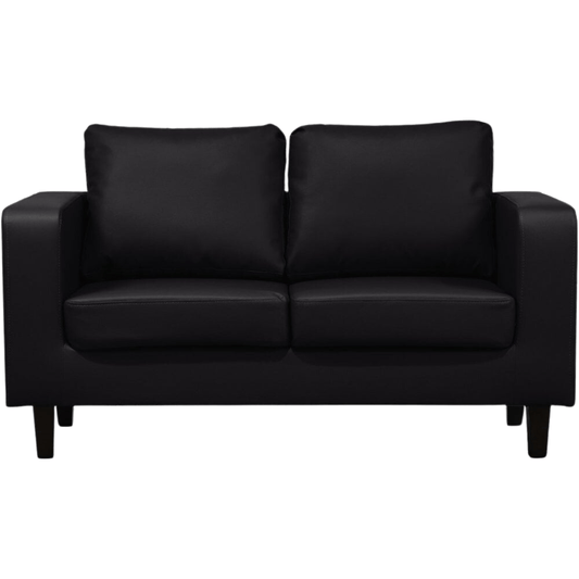 Box Black Leather 2+1 Seater Sofa Set - Furniture Instore