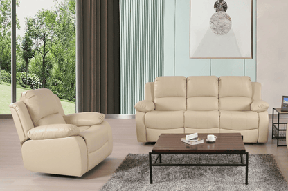 Valencia Cream Leather Manual Recliner 3+1+1 Seater Sofa Set