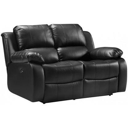 Black leather reclining sofa on a white background