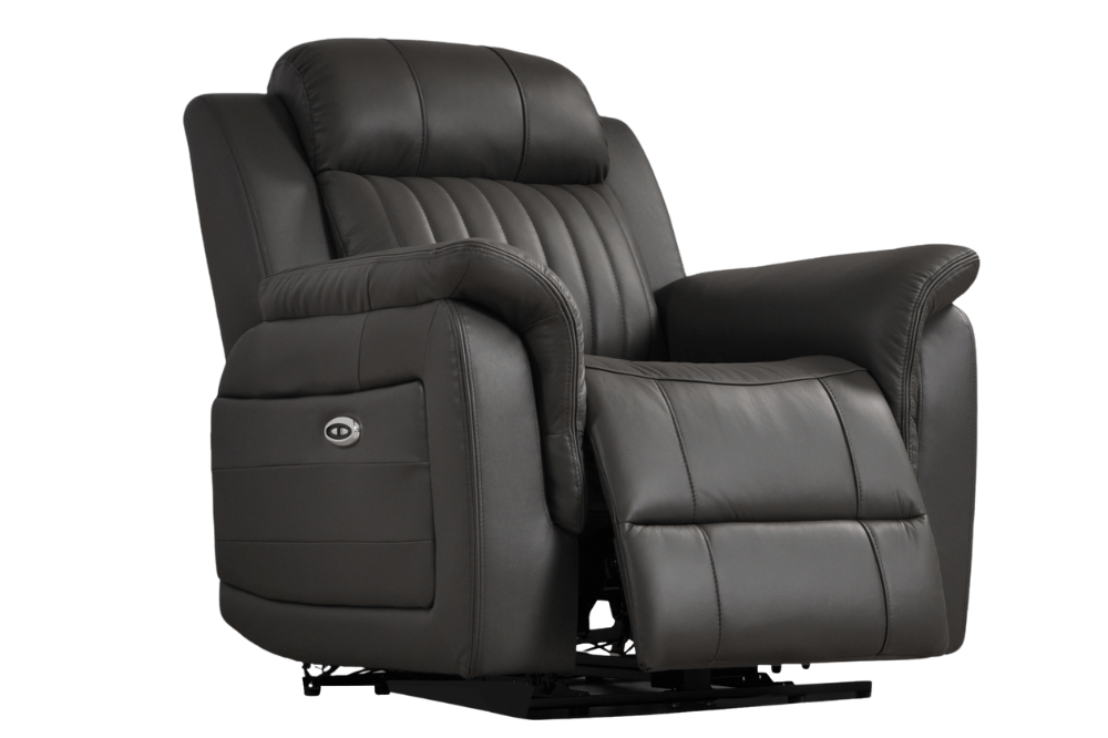 Cidliano Genuine Leather Grey Electric Power Recliner 2+1 Seater Sofa Set - Furniture Instore