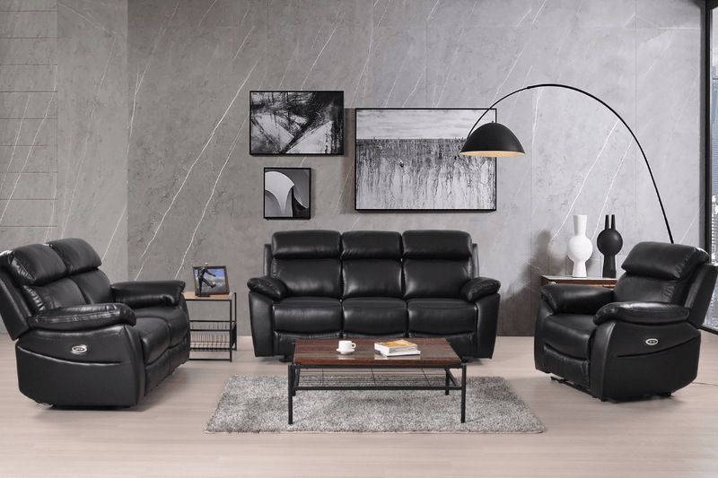 Dandrea Genuine Leather Black Electric Power Recliner 3+2+1 Seater Sofa Set - Furniture Instore