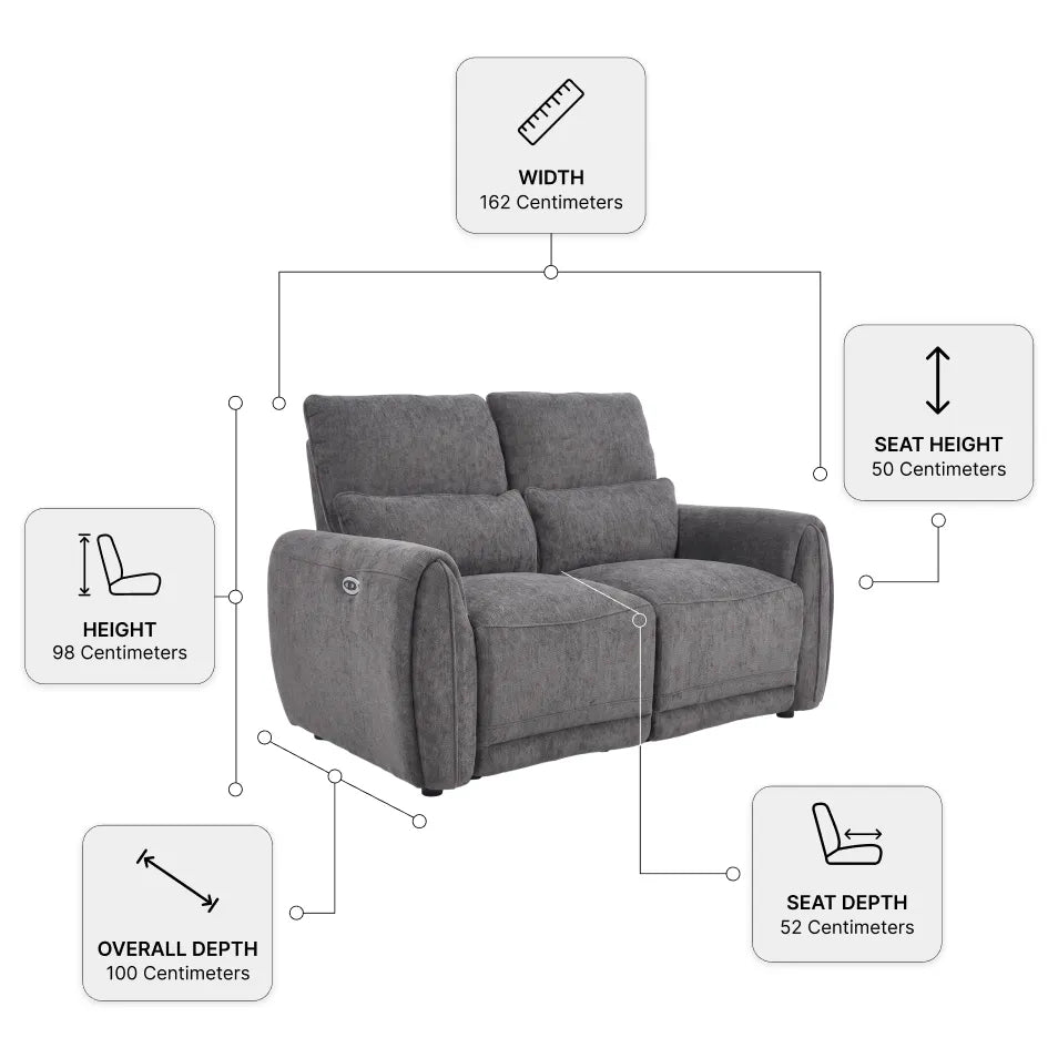 Carlisle Charcoal Fabric 2+1 Seater Sofa Set — dimensions