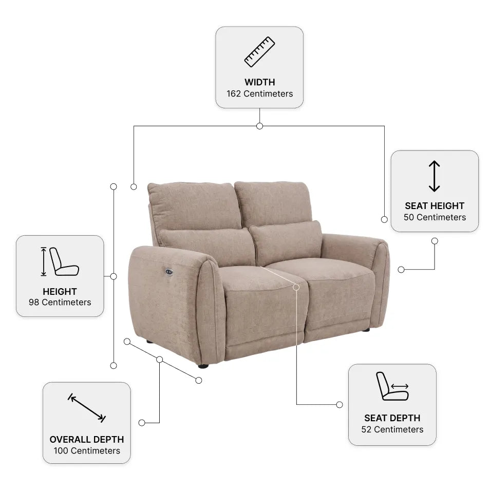 Carlisle Fabric Brown 2 Seater Sofa — Dimension diagram