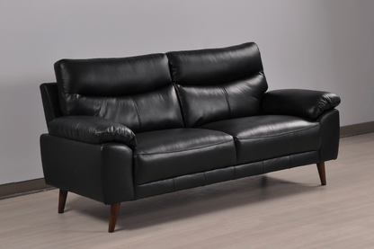 Vantage Genuine Leather Black 3+1+1 Seater Sofa Set - Furniture Instore