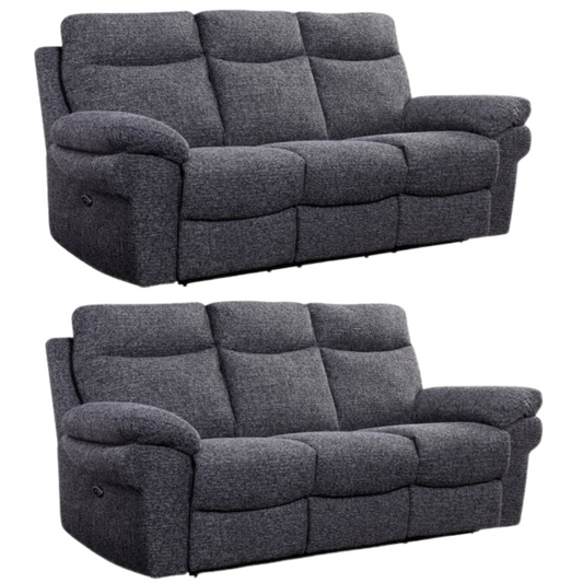 Tanya Grey Fabric Electric Recliner 3+3 Seater Sofa Set