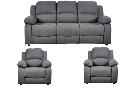 Valerie Grey Fabric Sofa Modern 3+1+1 Seater Sofa Set
