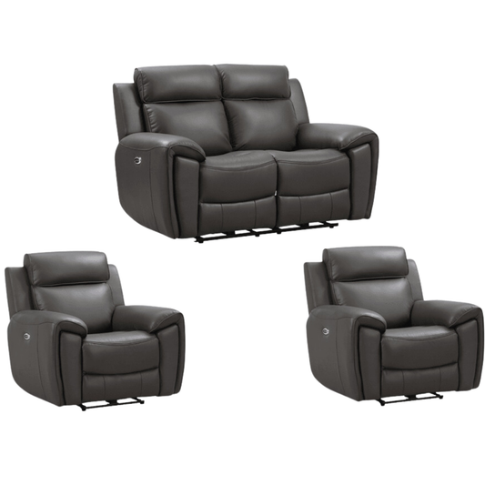 Annecy Genuine Leather Grey Electric Power Recliner 2+1+1 Seater Sofa Set