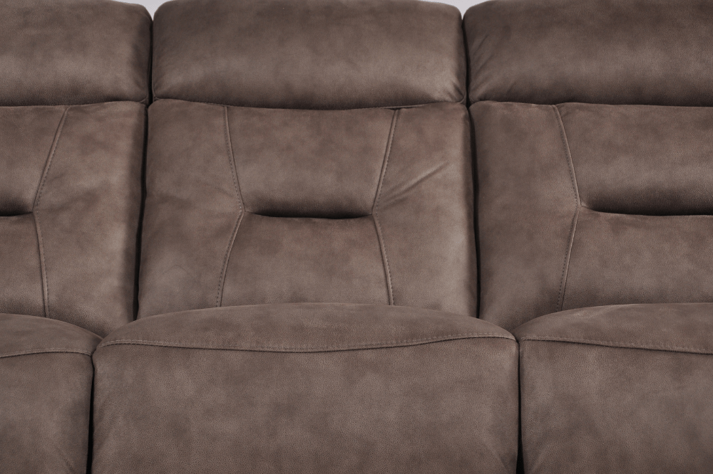 Foster Brown Fabric Electric Recliner 3+3 Seater Sofa Set - Furniture Instore