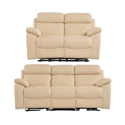 Dandrea Genuine Leather Cream Electric Power Recliner 3+2 Seater Sofa Set