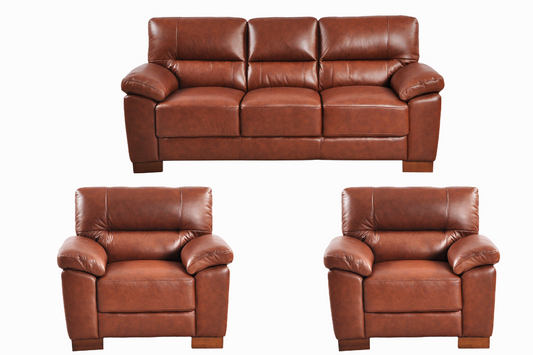 Dalmore Genuine Leather Tan 3+1+1 Seater Sofa Set