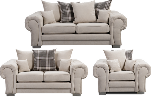 Verona Scatter Back  Cream Fabric 3+2+1 Seater Sofa Set