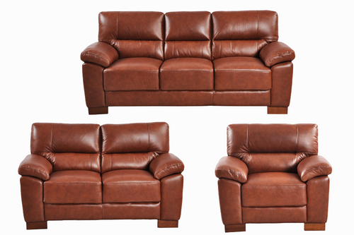 Dalmore Genuine Leather Tan 3+2+1 Seater Sofa Set