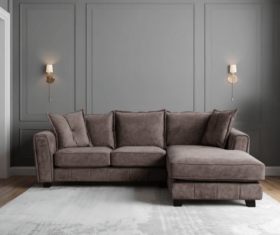Somerford Right Hand Fabric Corner Chaise - Chocolate - Furniture Instore