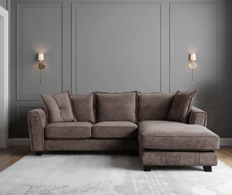 Somerford Right Hand Fabric Corner Chaise - Chocolate - Furniture Instore