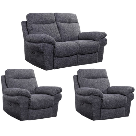 Tanya Grey Fabric Electric Recliner 2+1+1 Seater Sofa Set