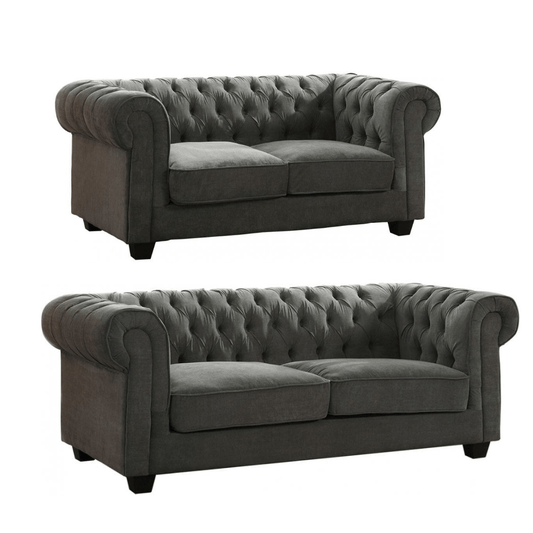 Chesterfield Grey Fabric 3+2 Seater Sofa Set - Furniture Instore