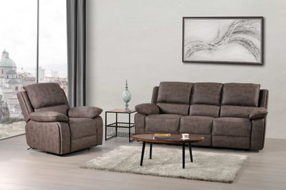 Maple Brown Suede Fabric Electric Recliner 3+1 Seater Sofa Set