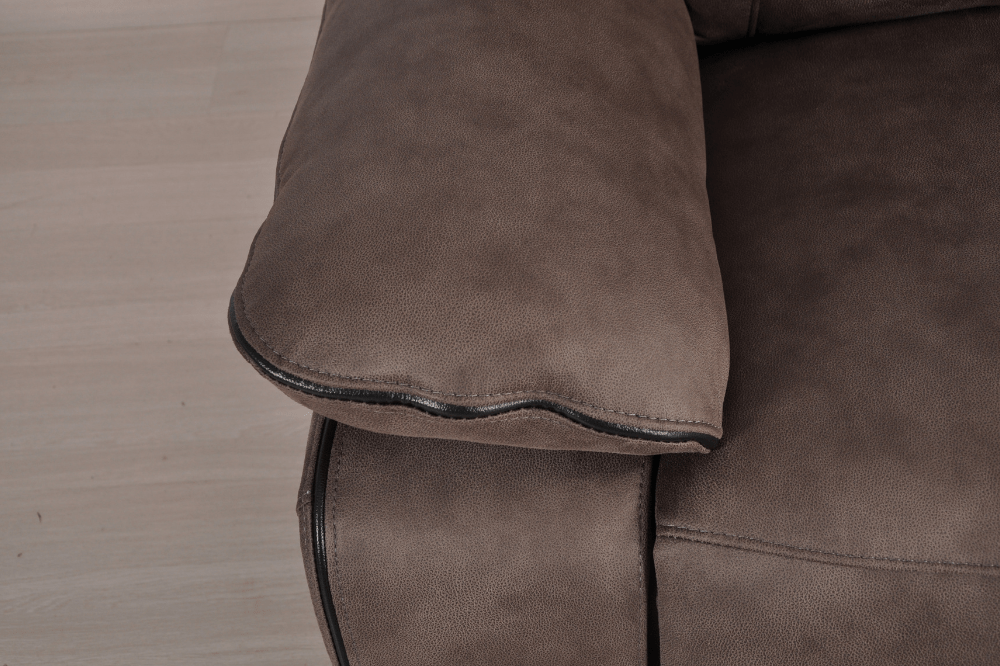 Foster Brown Fabric Electric Recliner 3+3 Seater Sofa Set - Furniture Instore