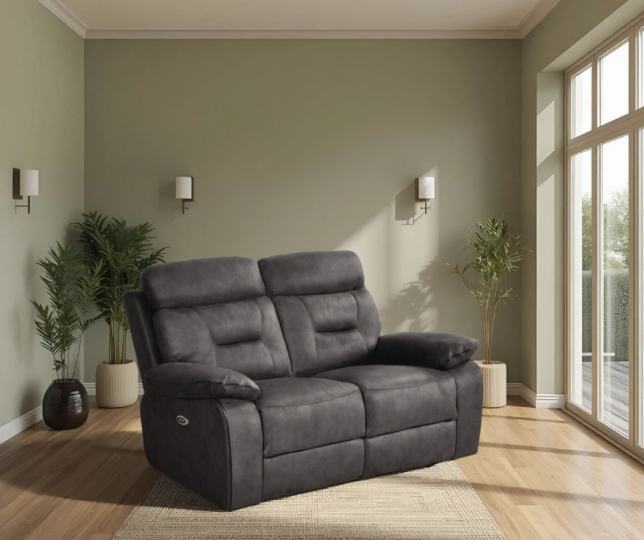 Foster Grey Fabric Electric Recliner 2+2 Seater Sofa Set