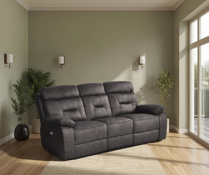 Foster Grey Fabric Electric Recliner 3+3 Seater Sofa Set