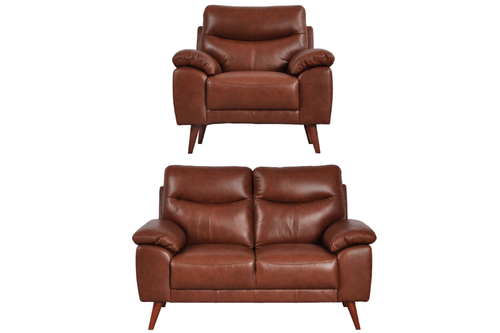 Vantage Genuine Leather Tan 2+1 Seater Sofa Set