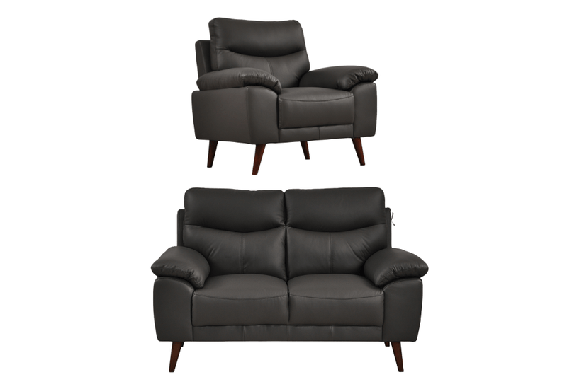 Vantage Genuine Leather Grey 2+1 Seater Sofa Set - Furniture Instore