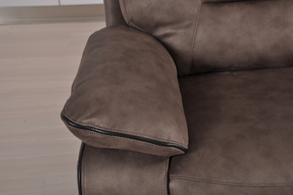 Foster Brown Fabric Electric Recliner 2+2 Seater Sofa Set