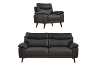 Vantage Genuine Leather Grey 3+1 Seater Sofa Set