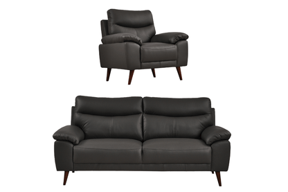 Vantage Genuine Leather Grey 3+1 Seater Sofa Set - Furniture Instore
