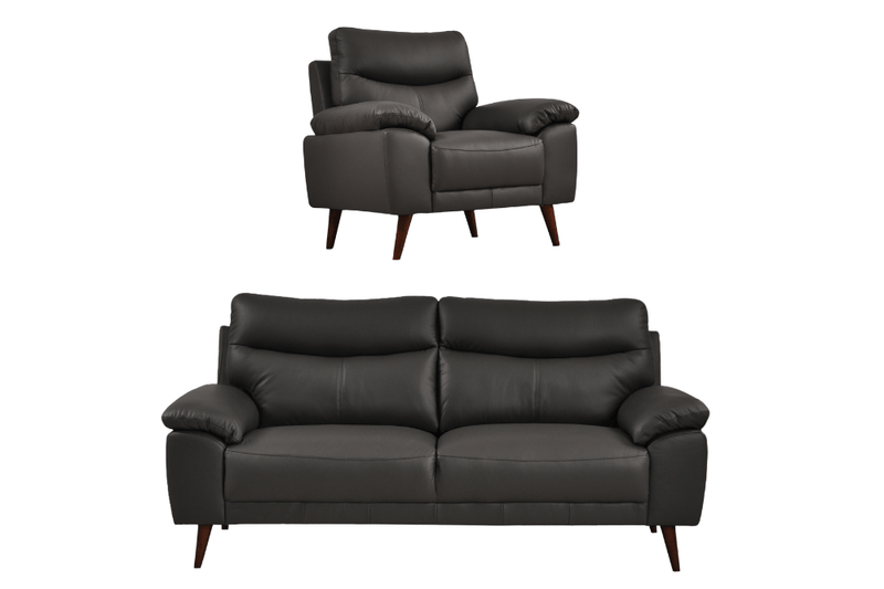 Vantage Genuine Leather Grey 3+1 Seater Sofa Set - Furniture Instore