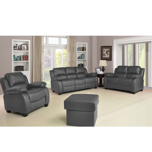 Valerie Grey Leather 3+2+1 Seater Sofa Set