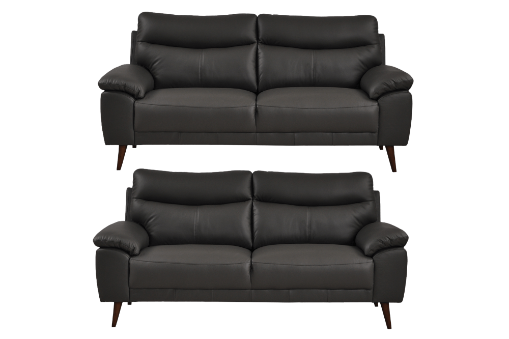 Vantage Genuine Leather Grey 3+3 Seater Sofa Set - Furniture Instore