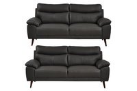 Vantage Genuine Leather Grey 3+3 Seater Sofa Set