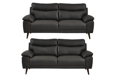 Vantage Genuine Leather Grey 3+3 Seater Sofa Set