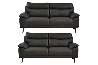 Vantage Genuine Leather Grey 3+3 Seater Sofa Set - Furniture Instore