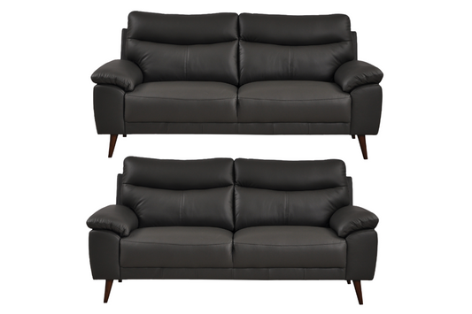 Vantage Genuine Leather Grey 3+3 Seater Sofa Set
