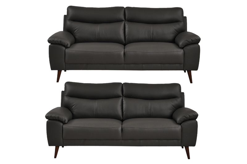 Vantage Genuine Leather Grey 3+3 Seater Sofa Set - Furniture Instore