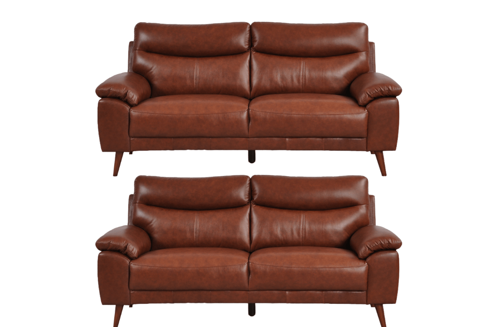 Vantage Genuine Leather Tan 3+3 Seater Sofa Set - Furniture Instore