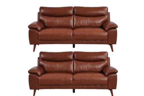 Vantage Genuine Leather Tan 3+3 Seater Sofa Set