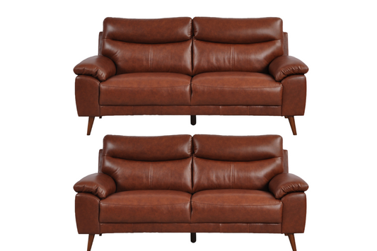 Vantage Genuine Leather Tan 3+3 Seater Sofa Set