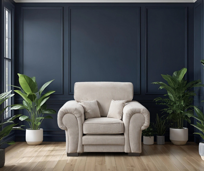 Verona High Back Cream Fabric 3+1+1 Seater Sofa Set
