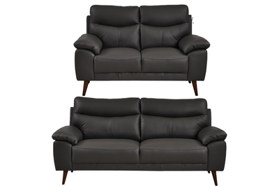 Vantage Genuine Leather Grey 3+2 Seater Sofa Set