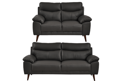 Vantage Genuine Leather Grey 3+2 Seater Sofa Set - Furniture Instore