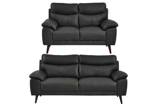Vantage Genuine Leather Grey 3+2 Seater Sofa Set