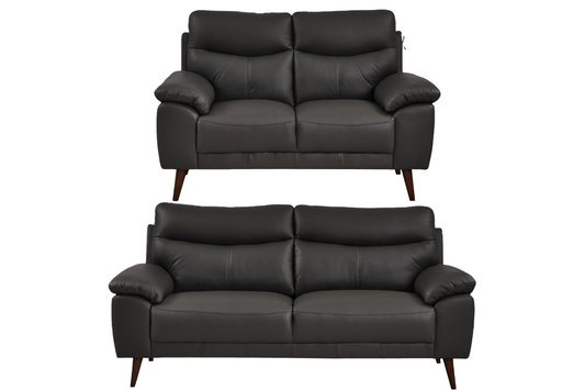 Vantage Genuine Leather Grey 3+2 Seater Sofa Set