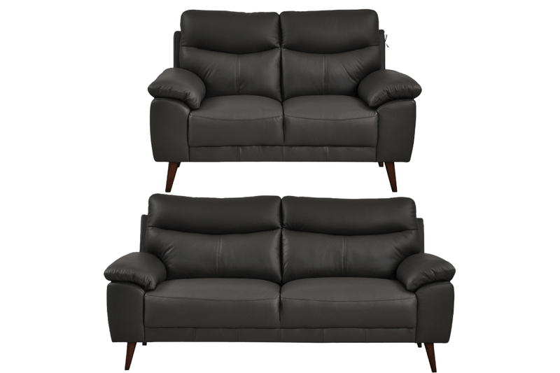 Vantage Genuine Leather Grey 3+2 Seater Sofa Set - Furniture Instore