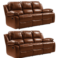 Valencia Tan Leather Manual Recliner 3+3 Seater Sofa Set