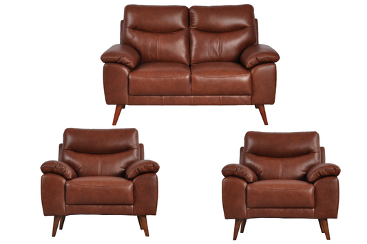 Vantage Genuine Leather Tan 2+1+1 Seater Sofa Set