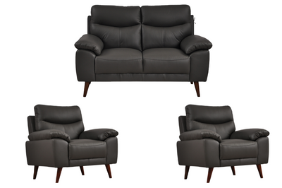 Vantage Genuine Leather Grey 2+1+1 Seater Sofa Set